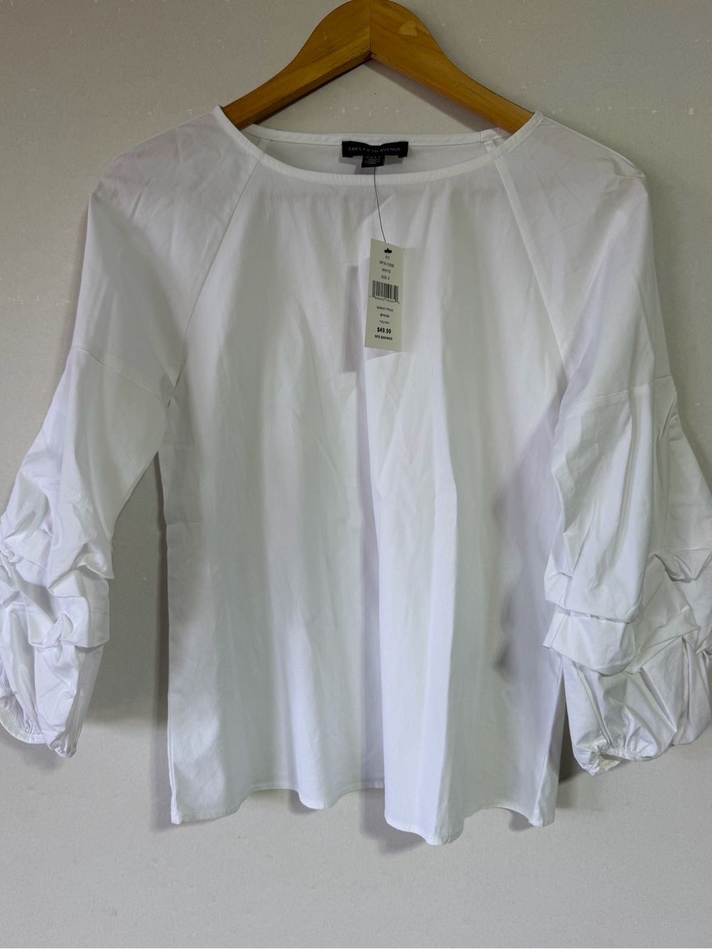 Saks Fifth Avenue White Ruffle Sleeve Blouse